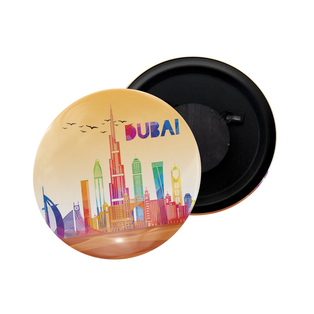 dhcrafts Fridge Magnet Multicolor United Arab Emirates Dubai Glossy Finish Design Pack of 1 (58mm)